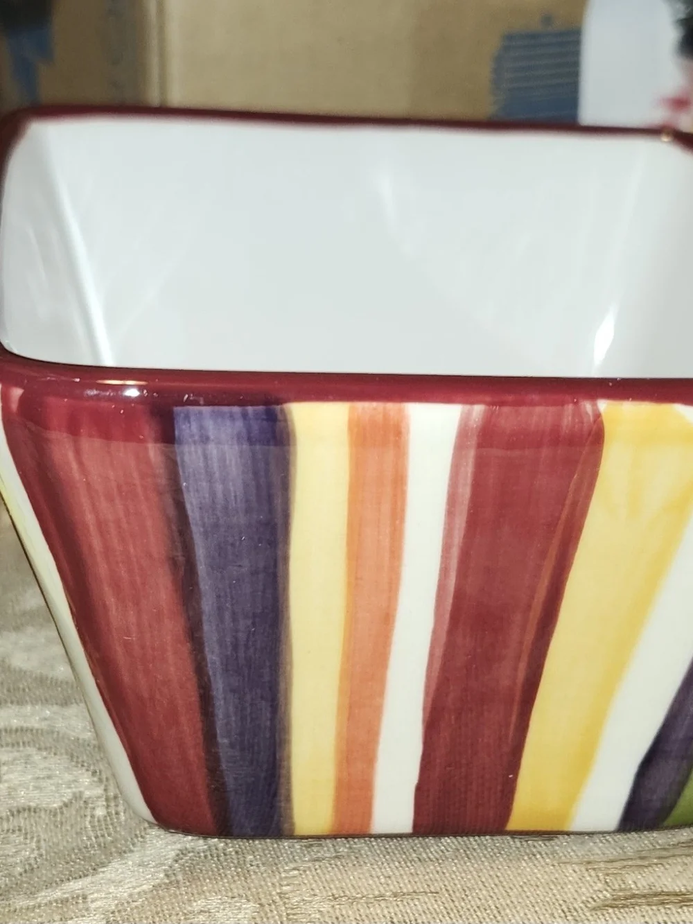 The Pampered Chef Striped Small Square Bowl 2016 NIB Party Dip Snacks Appetizers